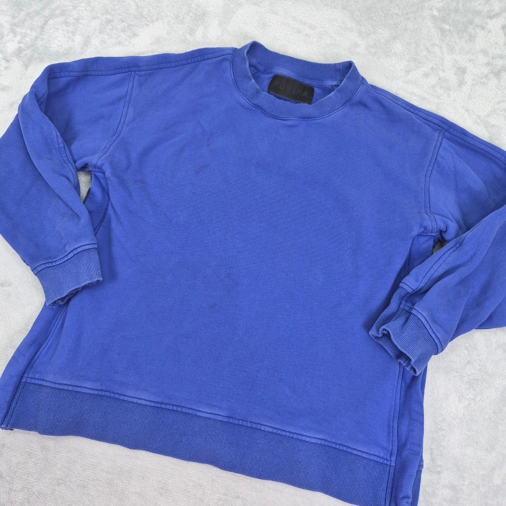 Roucha Small Side Zip Sweatshirt Cobalt Blue Cotton Crew Neck Size AA Boxy *Fair